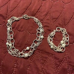 Lia Sophia Silver Toggle necklace and bracelet